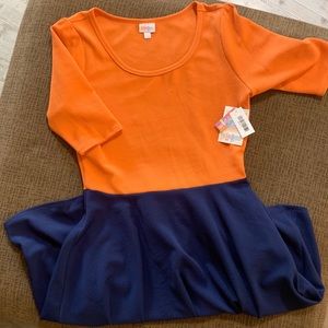 LuLaRoe Nicole XL *NWT* Orange/Navy Dress